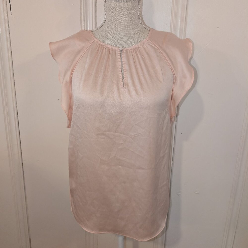 White House Black Market Pink Flutter Sleeve Top